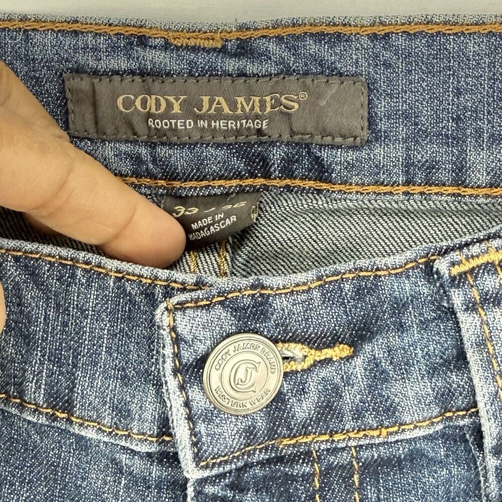 Cody James Men's Wolfstooth Wash Duke Relaxed Bootcut Stretch Denim Jeans 33x36 - Picture 14 of 16